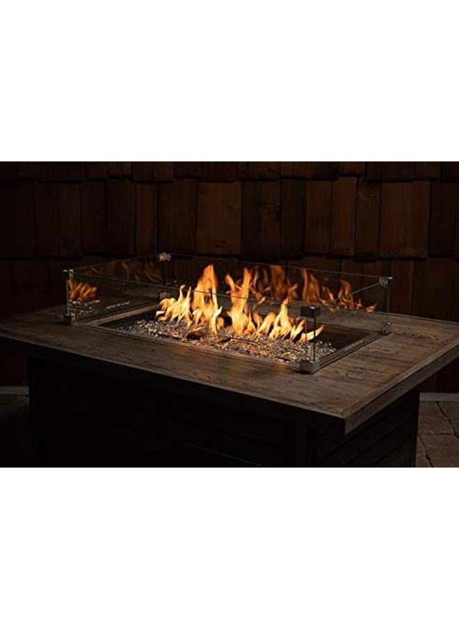 Fire Sense - Fire Pit Wind Guard Rectangle Clear Glass 32.5” L X 17.75” W X 6.25” H Tempered Glass For Propane Gas Fire Pits And Patio Heaters - Image 1