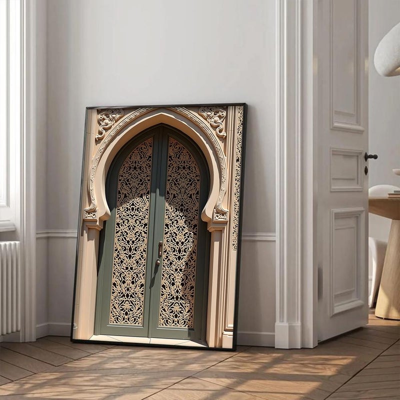 Marktna One canvas painting with a Najdi art design and a hollow frame, measuring (50×70), one piece - Image 2