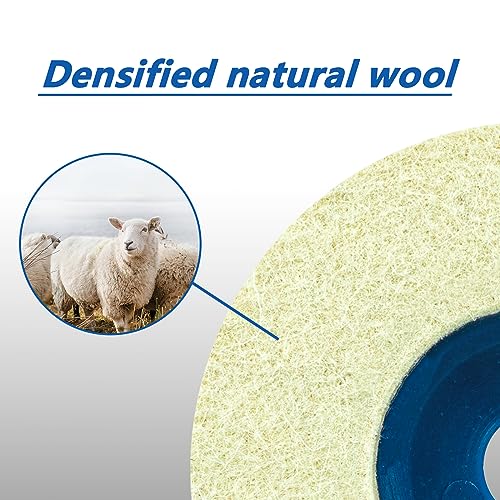 SALI 10 Pcs 4-1/2 Inch Wool Felt Polishing Wheel Disc Wool Polishing Wheel Disc for 4.5" Angle Grinder Felt Grinder Polishing Wheel for Metal, Marble Stone, Furniture, Car - Image 5