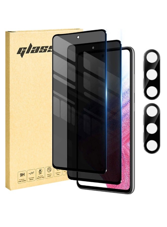 Captaintech Samsung Galaxy A55 Privacy Screen Protector with Camera Lens Protector, Fingerprint Unlock Support,Touch Sensitive, Bubble Free 9H Hardness Anti-Scratch Screen Protector for Samsung A55 5G (2+2 Pack) - Image 1