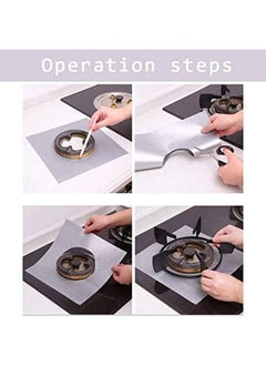 SHOWAY 4Pcs Gas Stove Burner Covers Non Stick Gas Range Protectors Reusable Aluminum Foil Cover Liner Mat Pad Dishwasher Safe Silver  - Image 4