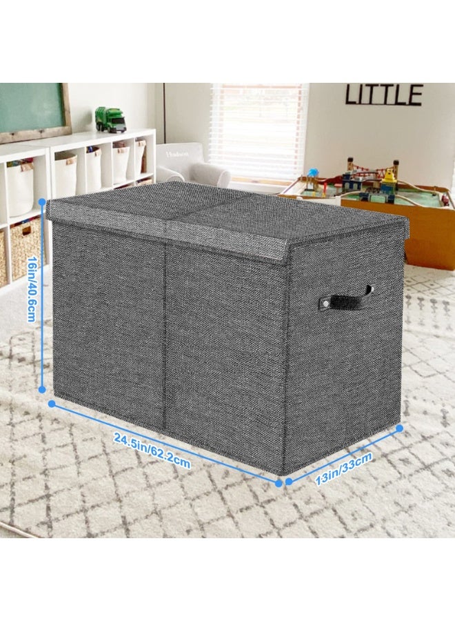 Arabest Storage Box Toy Box with Lid Children - Storage Box 83 L Foldable Storage with Handles Large for Toys Clothes Books Bedroom (Dark Grey) - Image 2