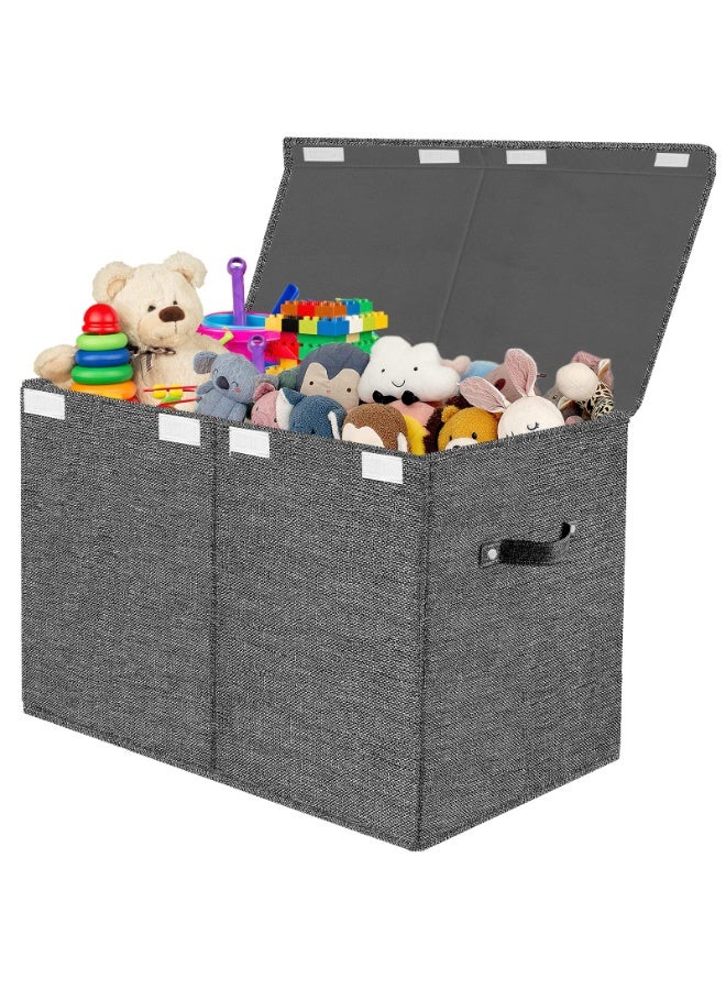 Arabest Storage Box Toy Box with Lid Children - Storage Box 83 L Foldable Storage with Handles Large for Toys Clothes Books Bedroom (Dark Grey) - Image 1
