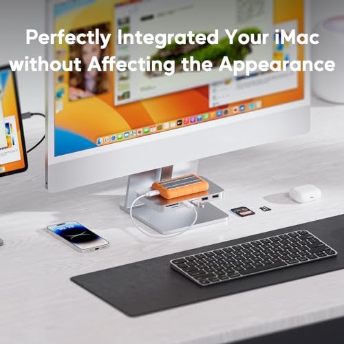 PULWTOP iMac Accessories for i-Mac 2021/2023/2024, PULWTOP USB C Hub for iMac with USB A/C 10Gbps, Hub for M1/M3/M4, 2 USBA 2.0, SD/TF Card Reader for iMac24 inch & Studio Display 2 Sliver - Image 5