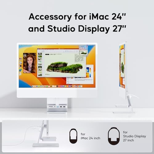 PULWTOP iMac Accessories for i-Mac 2021/2023/2024, PULWTOP USB C Hub for iMac with USB A/C 10Gbps, Hub for M1/M3/M4, 2 USBA 2.0, SD/TF Card Reader for iMac24 inch & Studio Display 2 Sliver - Image 4