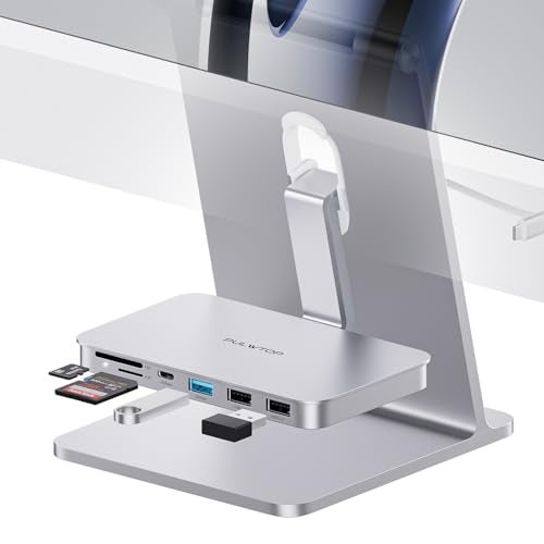 PULWTOP iMac Accessories for i-Mac 2021/2023/2024, PULWTOP USB C Hub for iMac with USB A/C 10Gbps, Hub for M1/M3/M4, 2 USBA 2.0, SD/TF Card Reader for iMac24 inch & Studio Display 2 Sliver - Image 1