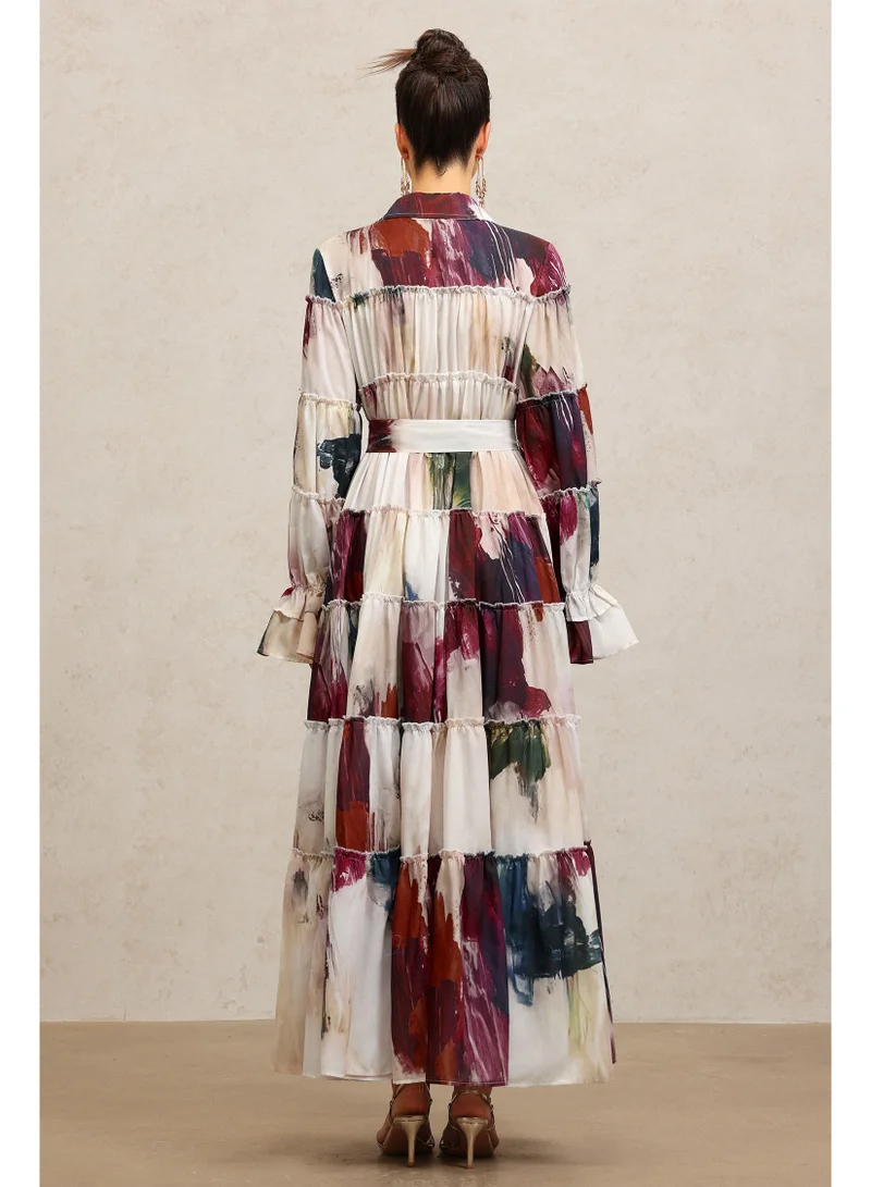 Bella Barnett Raanana Lapel Long Sleeves Floral Printed Maxi Dress