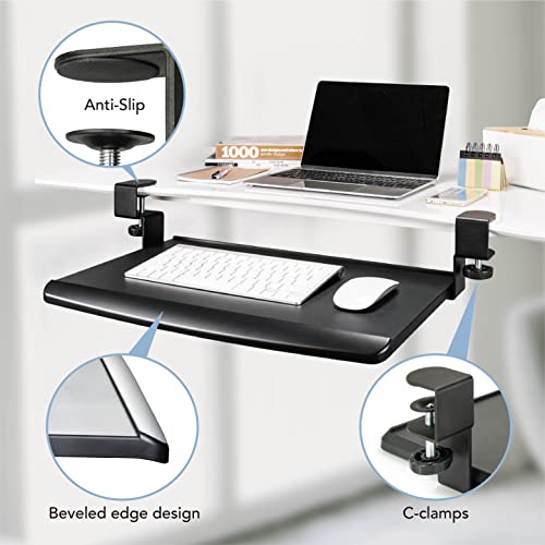 EHO Prime Desk Clamp Keyboard Tray, Under Desk Sliding Retractable Drawer, Ergonomic Space-Saving Platform for Standard Keyboards, Large 20" x 11.5" Workstation Extension - Image 5