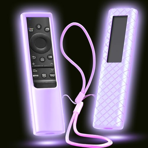 Silicloak Cover for Samsung Solar Remote, Case Compatible with Samsung Smart TV Remote Control Glow in The Dark Universal Silicone Skin Sleeve with Lanyard Purple - Image 1