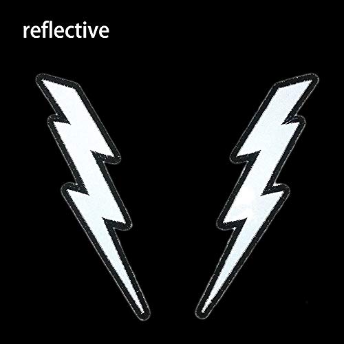 Cute-Patch TM 5" One Pair of Reflective Lightning Bolt Patch Embroidered Motorcycle MC Iron On Patch Set - Image 2