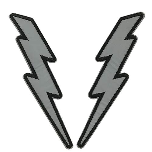 Cute-Patch TM 5" One Pair of Reflective Lightning Bolt Patch Embroidered Motorcycle MC Iron On Patch Set - Image 5