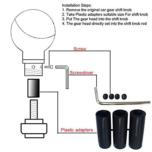 Abfer 8 Ball Shift Knob Car Gear Shifter Knobs Aluminum Stick Shifting Lever Transport for Most Manual Truck Vehicle (Black) - Image 4