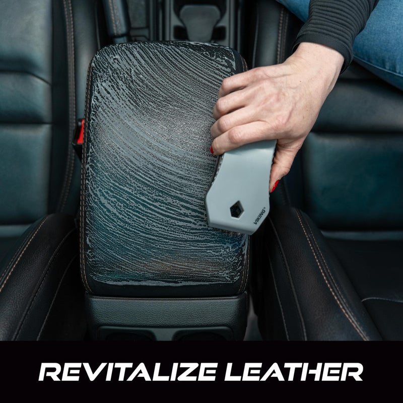 VIKING Leather Cleaner Brush, Horsehair Bristles for Car Interior, Cleaning Brush for Car and Home, Grey, 6.5 x 2.8 x 2 inch - Image 2