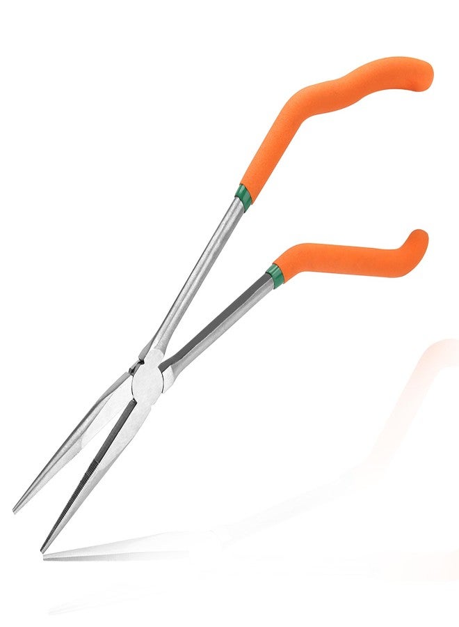 كماشة LEONTOOL ذات قبضة مسدسية مقاس 13 بوصة مع أسنان، كماشة ذات قبضة مسدسية منحرفة مع فكوك مسننة ومقابض غير قابلة للانزلاق كماشة ذات أنف إبرة طويلة المدى تعمل في الأماكن الضيقة - Image 1