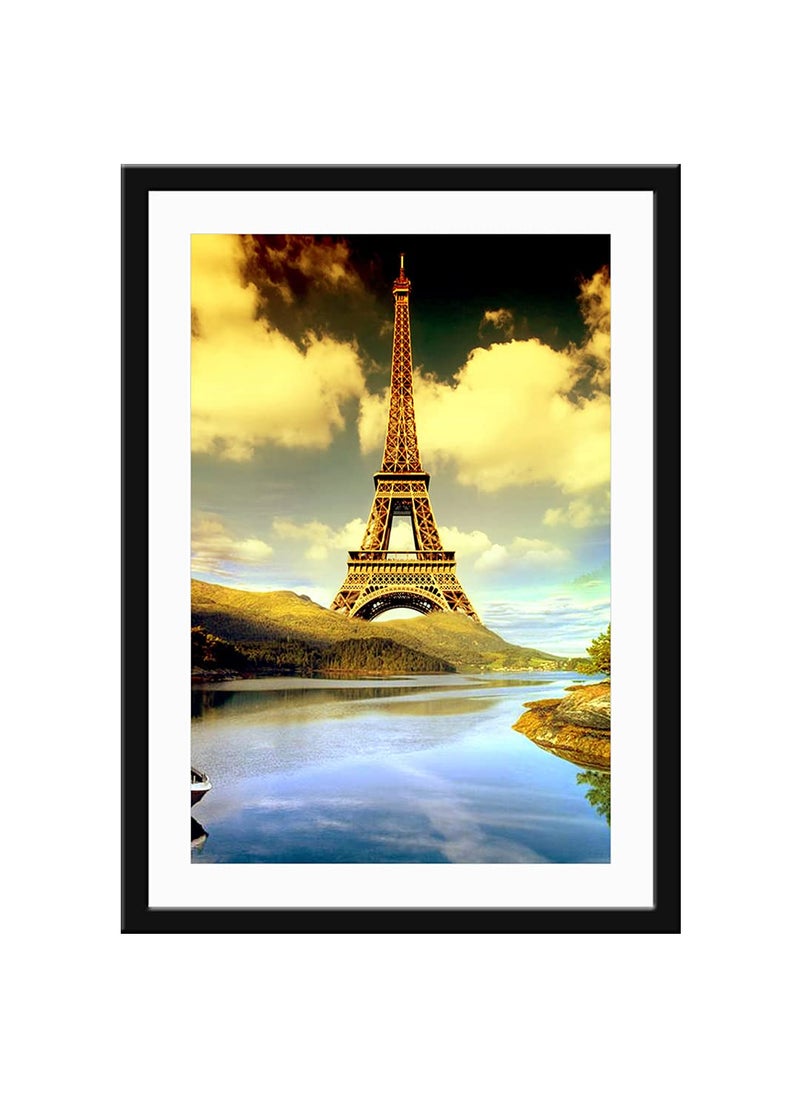 999STORE 999STORE Fiber modern art paintings scenery for wall with frames wall scenery for living room wall Painting Eiffel tower Set Of 1 Paper 40X60 cm Black BLF4060205156  - Image 2