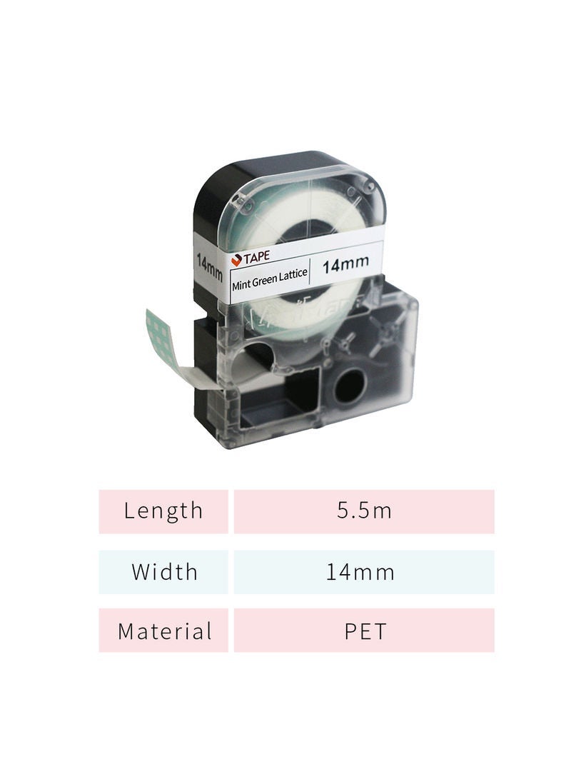 NIBEMINENT Self-Adhesive Label Maker Tape Mint Green Lattice - Image 2