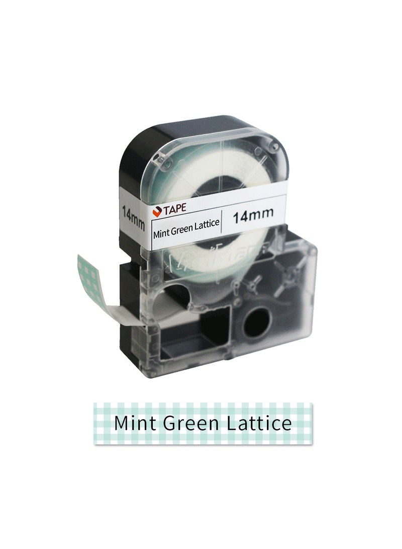 NIBEMINENT Self-Adhesive Label Maker Tape Mint Green Lattice - Image 1