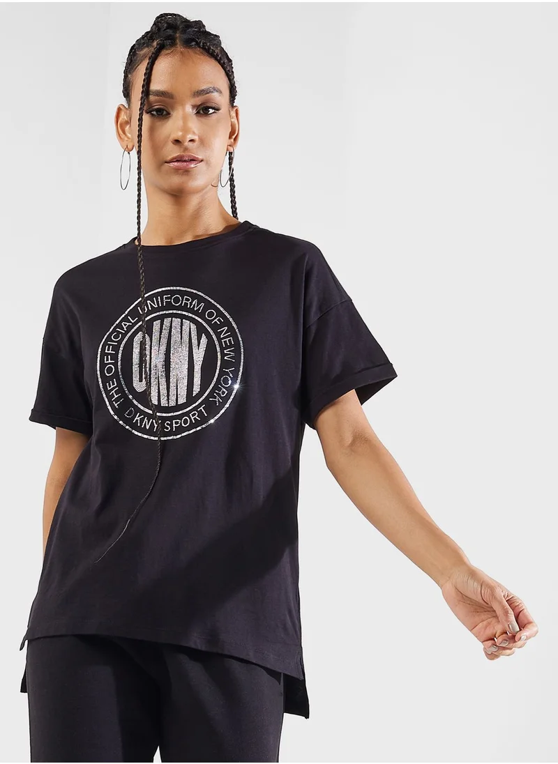 DKNY Sport Crew Neck Graphic Detail T-Shirt