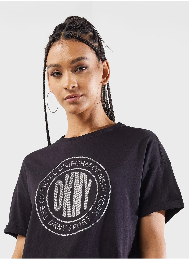 DKNY Sport Crew Neck Graphic Detail T-Shirt
