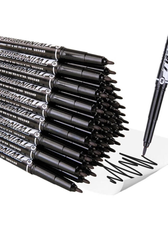 M.G M&G Stationery, Black Dual-Tip Marker Pen, Waterproof Marker, Oil-Based Pen, Children'S Student Outlining Pen, Office Supplies, 50 Pieces Xpmv7408 - Image 3