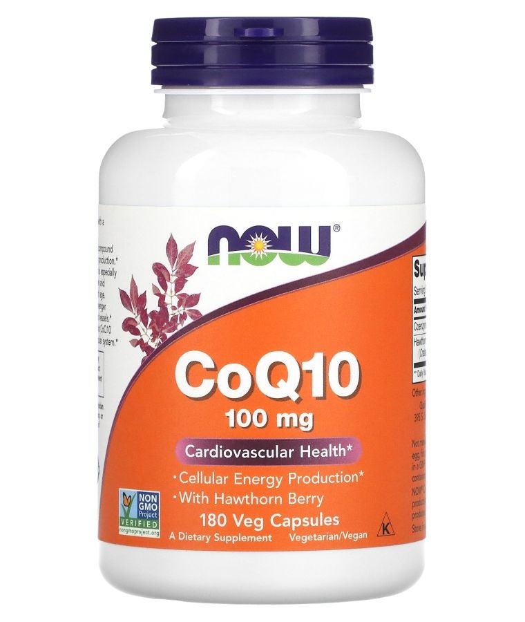 now CoQ10 With Hawthorn Berry 100 mg 180 Veg Capsules