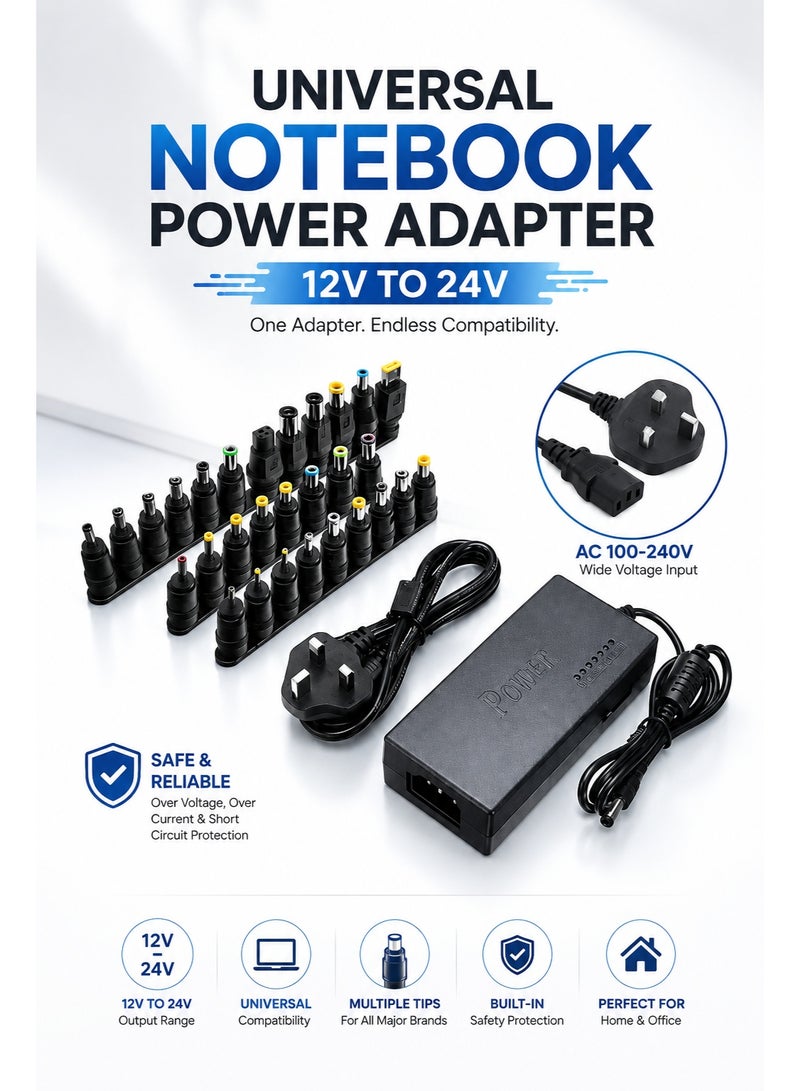 OG Universal Notebook Power Adapter 12V to 24V UV9090 – 34 Pin Multi Connector Laptop Charger with Adjustable Voltage & Built-in Protection - Image 1