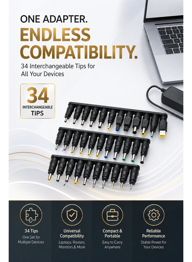 OG Universal Notebook Power Adapter 12V to 24V UV9090 – 34 Pin Multi Connector Laptop Charger with Adjustable Voltage & Built-in Protection - Image 3