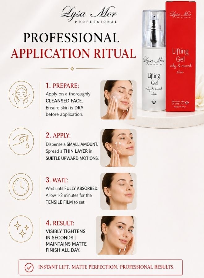 Lysa Mor Professional Lifting Gel | Oily & Mixed Skin | Halal | Instant Wrinkle Eraser & Facelift Effect in 10 minutes| patent formula| 30ML - Image 4