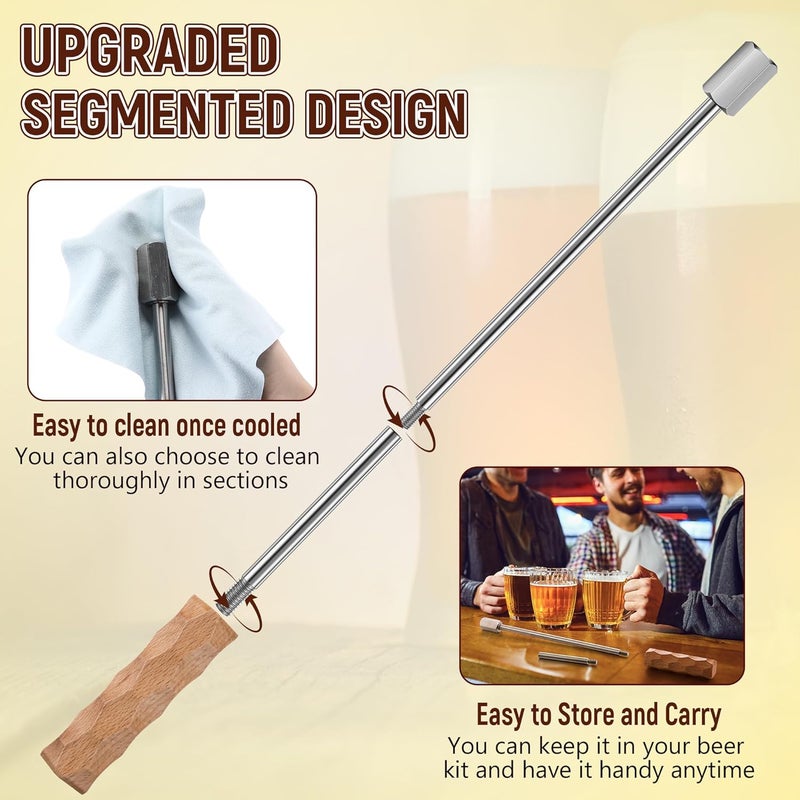 Avenuebool Beer Caramelize Poking Tool, Novelty Beer Accessories Food Grade 304 Stainless Steel Rod with Wood Handle, for Camping, Home Brewing, Campfire Unique Gift for Men, Boyfriends, Dads - Image 4