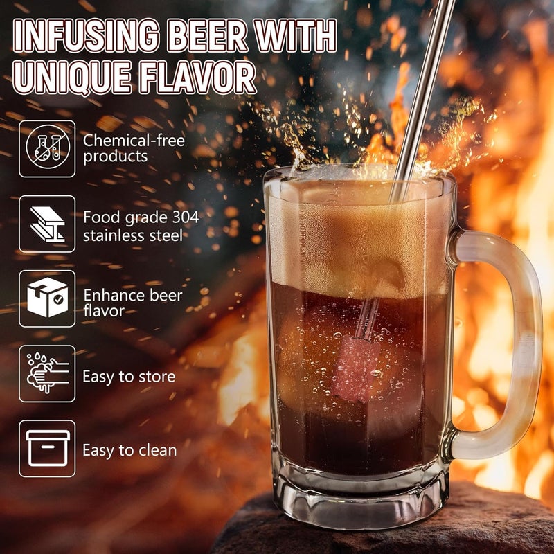 Avenuebool Beer Caramelize Poking Tool, Novelty Beer Accessories Food Grade 304 Stainless Steel Rod with Wood Handle, for Camping, Home Brewing, Campfire Unique Gift for Men, Boyfriends, Dads - Image 3