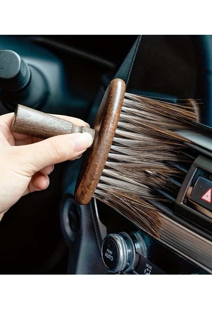 Car Interior Cleaning Brush, Super Soft Car Dust Brush, Car Interior Detailing Brush for Car Dashboard, Air Conditioning Vents, Leather, Computer, No Scratches (Brown, 1 Pack) - Image 1
