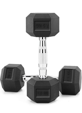 Rubber Hex Dumbbell Set Dumbbells For Home Gym Chrome Handle Rubber Coated Dumbbells Rubber Dumbbells 2.5kg 5kg 7.5kg 10kg 12.5kg 17.5kg - pzsku/Z4DA6CCF15B29DE7B889EZ/45/_/1719093413/505182f8-6beb-4d56-bd8a-4765720372f7