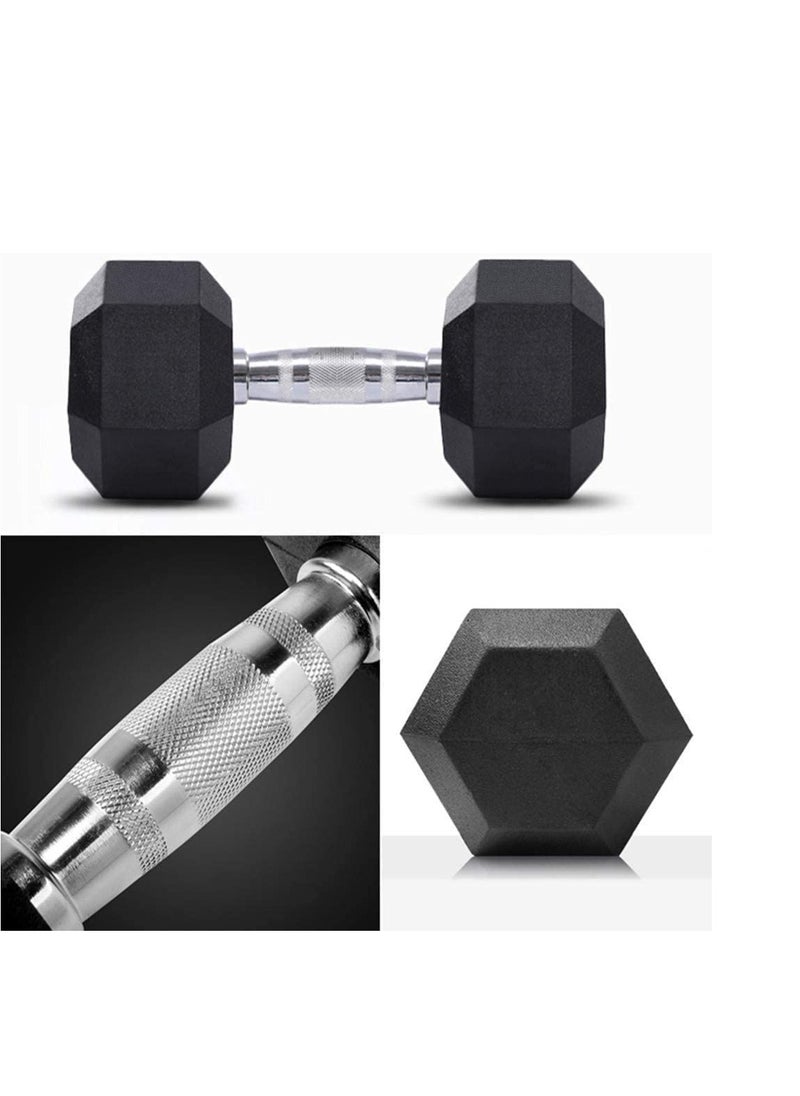 Rubber Hex Dumbbell Set Dumbbells For Home Gym Chrome Handle Rubber Coated Dumbbells Rubber Dumbbells 2.5kg 5kg 7.5kg 10kg 12.5kg 17.5kg