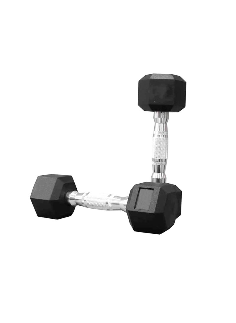 Rubber Hex Dumbbell Set Dumbbells For Home Gym Chrome Handle Rubber Coated Dumbbells Rubber Dumbbells 2.5kg 5kg 7.5kg 10kg 12.5kg 17.5kg