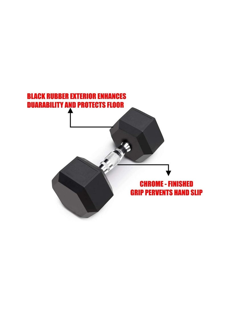 Rubber Hex Dumbbell Set Dumbbells For Home Gym Chrome Handle Rubber Coated Dumbbells Rubber Dumbbells 2.5kg 5kg 7.5kg 10kg 12.5kg 17.5kg