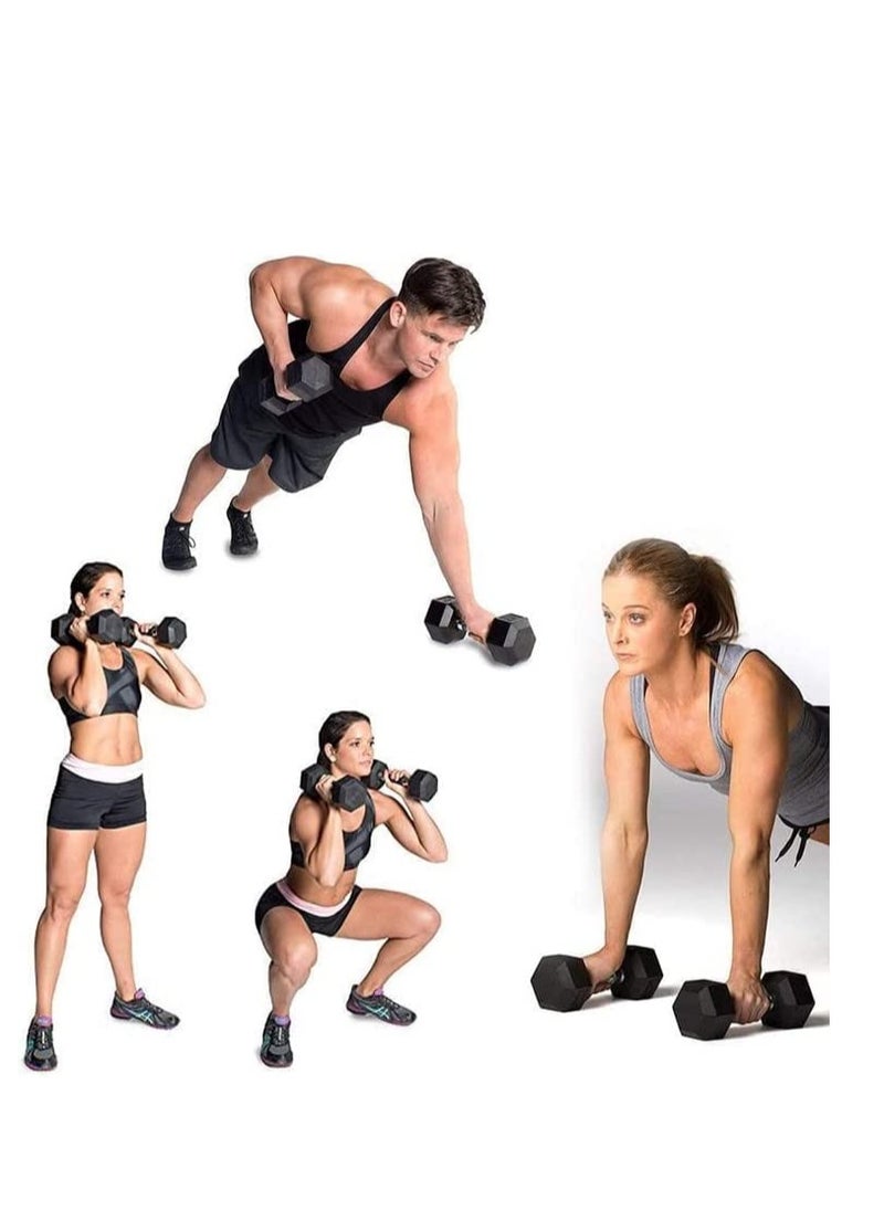 Rubber Hex Dumbbell Set Dumbbells For Home Gym Chrome Handle Rubber Coated Dumbbells Rubber Dumbbells 2.5kg 5kg 7.5kg 10kg 12.5kg 17.5kg