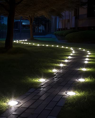 Biling Solar Outdoor Lights 12 Pack, Bright 12 LEDs Solar Ground Lights Waterproof, Flat Landscape Lighting Solar Powered for Yard Walkway Pathway Garden Driveway (White) - Image 3