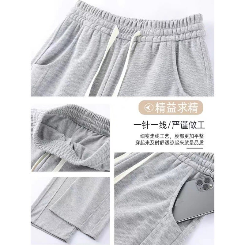 Sports Pants High Waist Casual Sweatpants Loose Straight Wide Leg Pants Autumn Black - Image 3