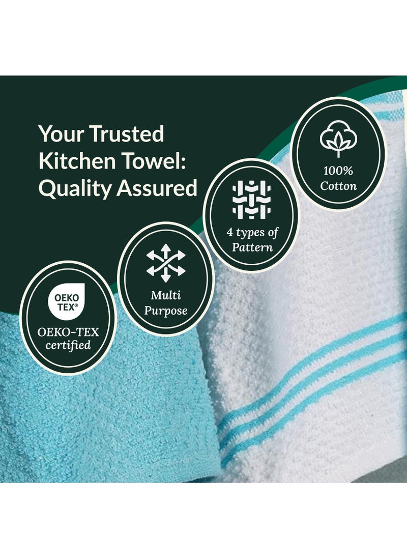 Cloud Scape Linen Terry Kitchen Towel and Dish Cloth Set-Pack of 8,Super Absorbent, Quick Drying Hand Towels, Aqua  - Image 4
