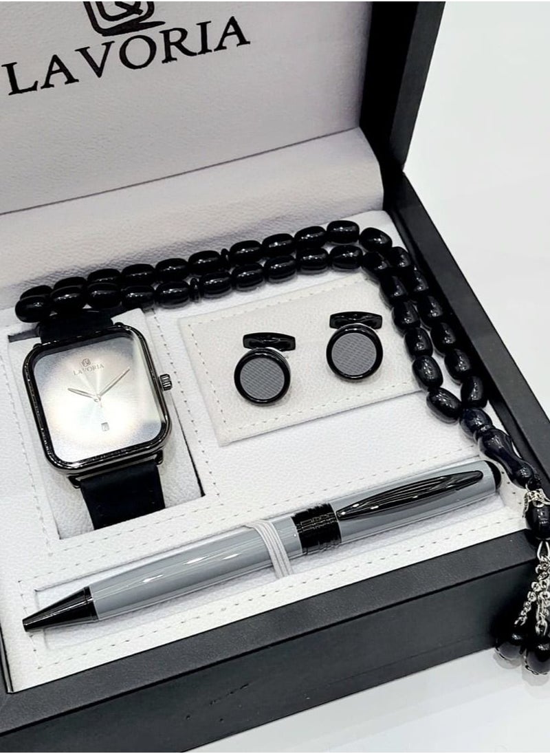 LAVORIA - Laforea watch gift set for men consisting of 4 pieces, a rosary watch, a pen and a set of buttons - Image 1