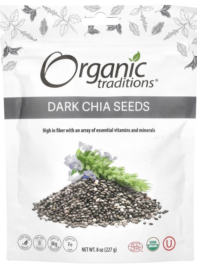 Organic Traditions Dark Chia Seeds 8 oz (227 g) - Image 1