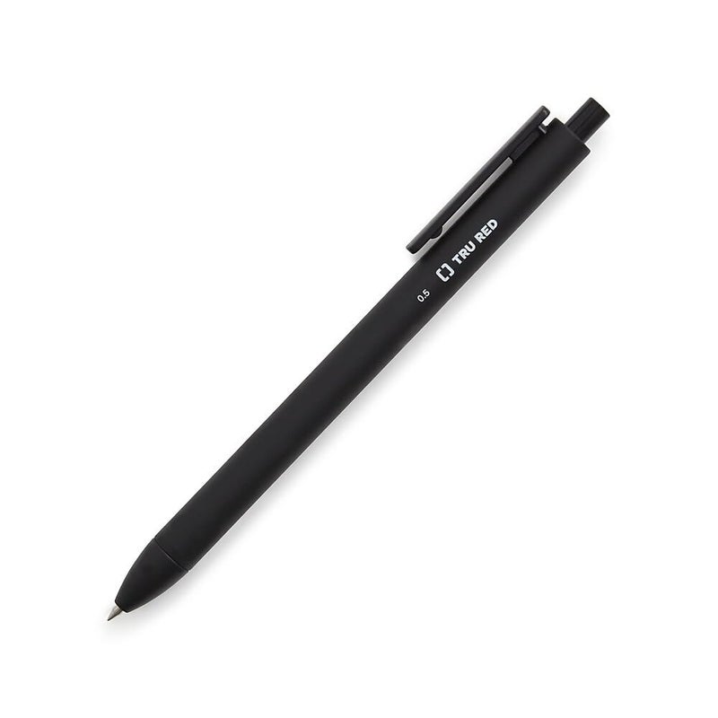 Staples أقلام جيل سريعة الجفاف قابلة للسحب من ستابلز ترو ريد، نقطة دقيقة 0.5 مم، أسود، 5/عبوة - Image 1