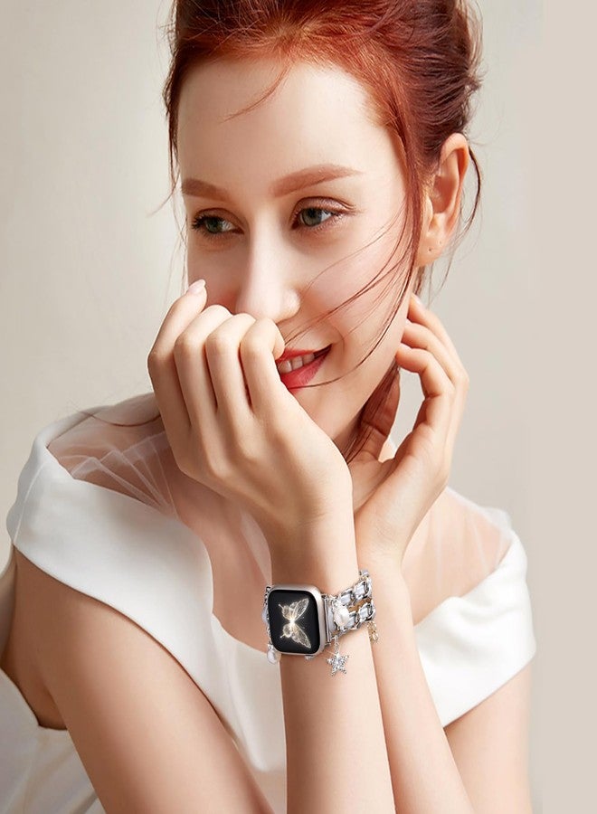 DaQin Stylish Metal Band Compatible with Apple Watch Band for Women 44mm 42mm 45mm 46mm,Pretty Chain Replacement Strap with Apple Watch Accessories Charms for iWatch Series 11 10 9 8 7 6 5 4 3 2 SE - Image 4