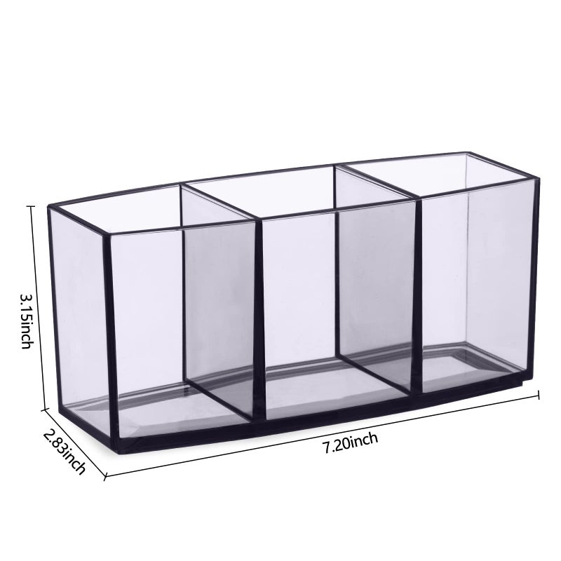 hblife HBlife Clear Makeup Brush Holder Organizer  Acrylic Cosmetic Brushes Storage with 3 Slots  Eyeliners Display Case for Vanity  - Image 4