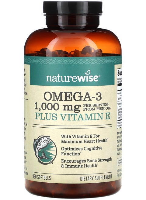 Omega-3 Plus Vitamin E, 360 Softgels