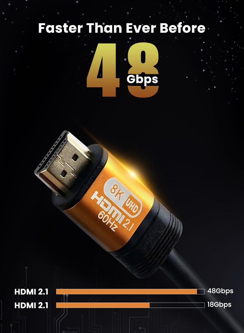 Tortox High Speed HDMI 2.1 Cable (2m Length), 8K@60Hz 4K@120Hz, Aluminum Body Shell, Dolby Vision And Audio, Transfers 18Gbps To 48Gbps, Compatible With PS5/PS4/HDTV/Projector/Laptop/Macbook/PC - Image 2