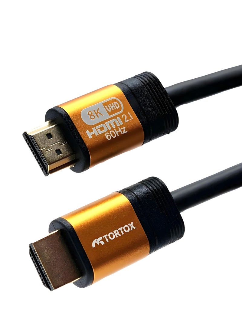 Tortox High Speed HDMI 2.1 Cable (2m Length), 8K@60Hz 4K@120Hz, Aluminum Body Shell, Dolby Vision And Audio, Transfers 18Gbps To 48Gbps, Compatible With PS5/PS4/HDTV/Projector/Laptop/Macbook/PC - Image 1