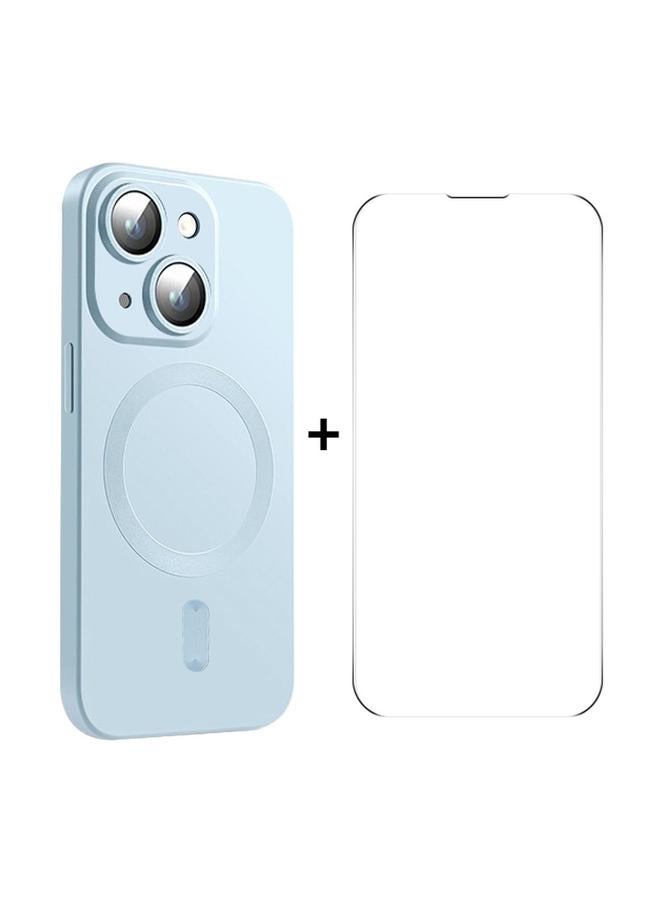 Case For iPhone 14 Plus MagSafe Matte TPU Phone Case with Lens Film & Screen Glass Film