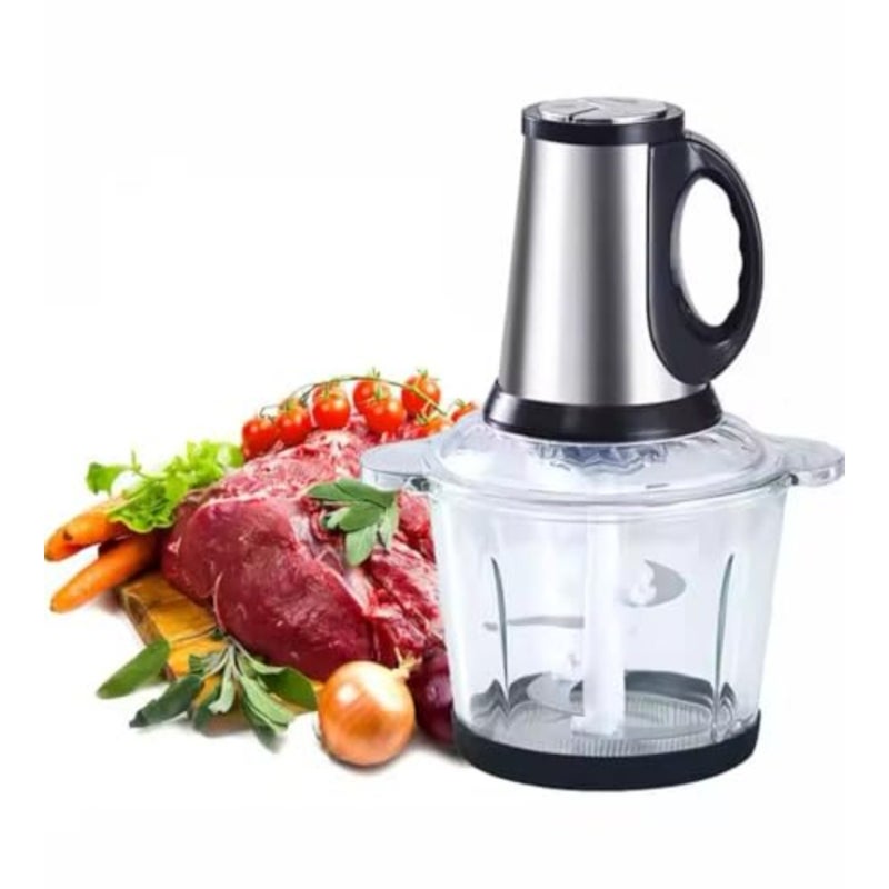 3.8L Electric Meat Chopper for home kitchen use glass bowl, stainless steel blades, white color, 3-speed control and versatile food processing - Image 1