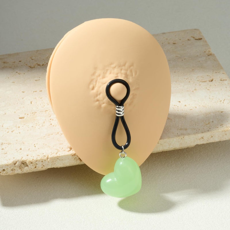 Longita Non Piercing Nipple Jewelry Glow in The Dark Fake Nipple Rings Adjustable Elastic Nooses Silicone Multicolor Cute Heart Non-Piercing Faux Body Jewelry for Women Comfortable Valentine's Day - Image 5